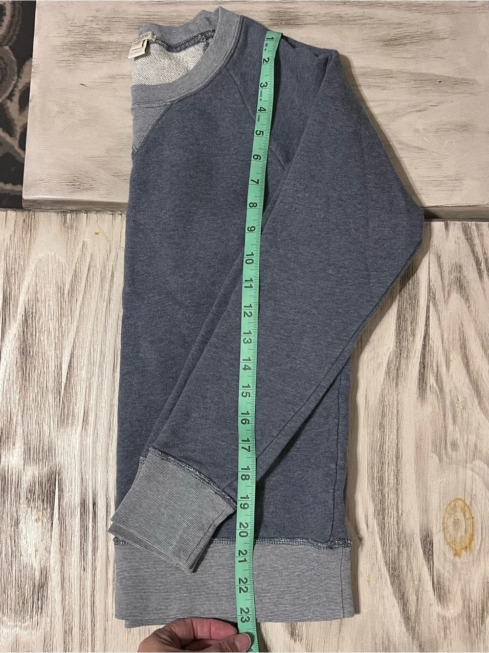 J.Crew XS Gray Cotton Raglan Crewneck Sweatshirt Contrast Rib Trim